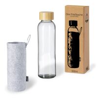 Glas Trinkflasche rPET Filz & Bambus 500ml