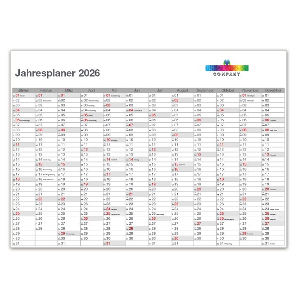 Wand-Jahresplaner 2026