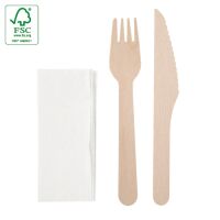 3er Besteckset aus FSC Holz 500er Pack