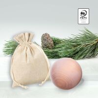 Zirbenkugel 70mm PEFC mit Baumwollbeutel