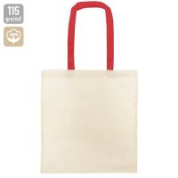 Baumwolltasche mit langen, farbigen Griffen 37x41cm (rot)