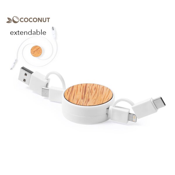 Ladekabel & Datenkabel mit Rückzugspule "Coconut"