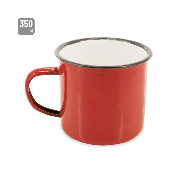 Emaille-Tasse "Retro" 350ml (rot)